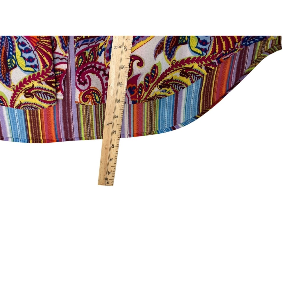 Fig And Flower Blouse Women's 2X Boho‎ Peasant Paisley Artsy Tunic Top Roll Tab - Picture 9 of 11